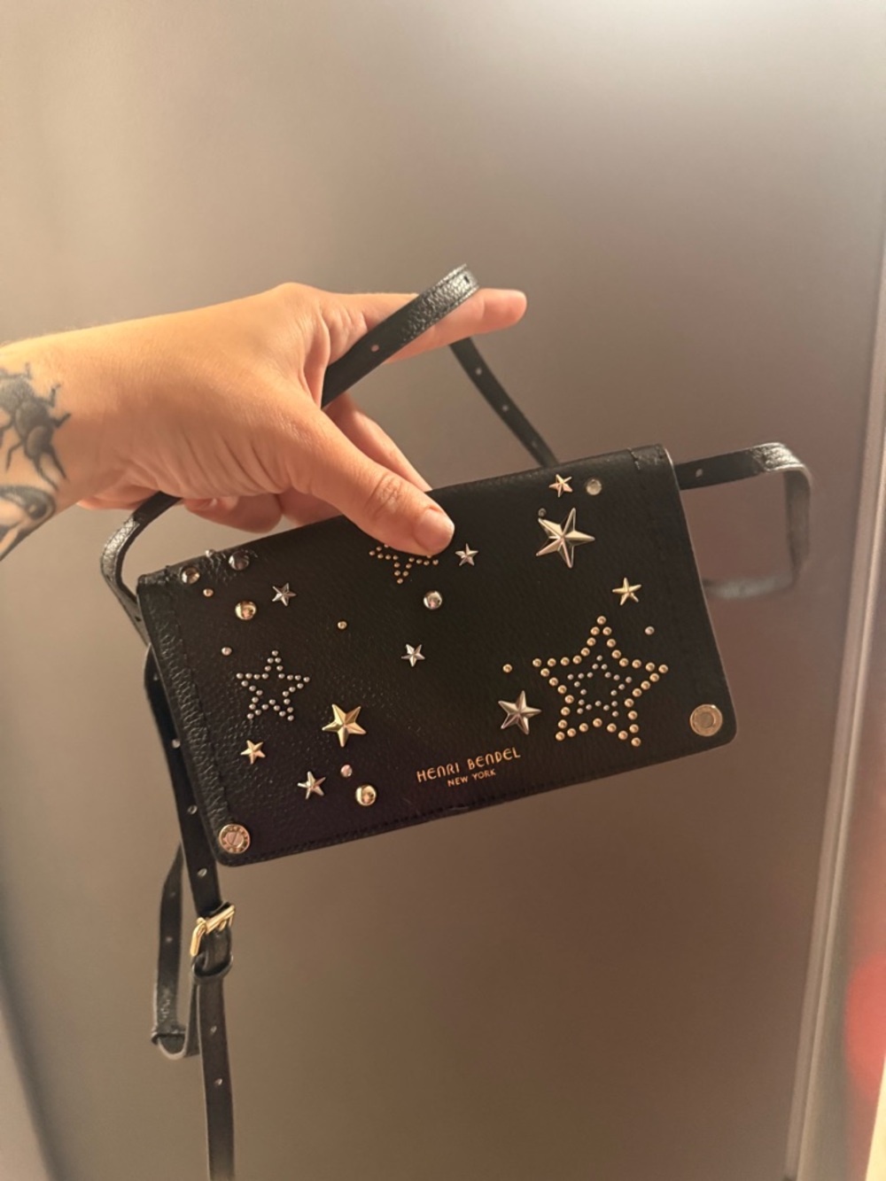 henri bendel Black Star-Studded Crossbody Bag